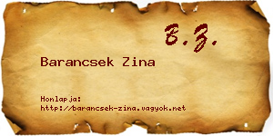 Barancsek Zina névjegykártya